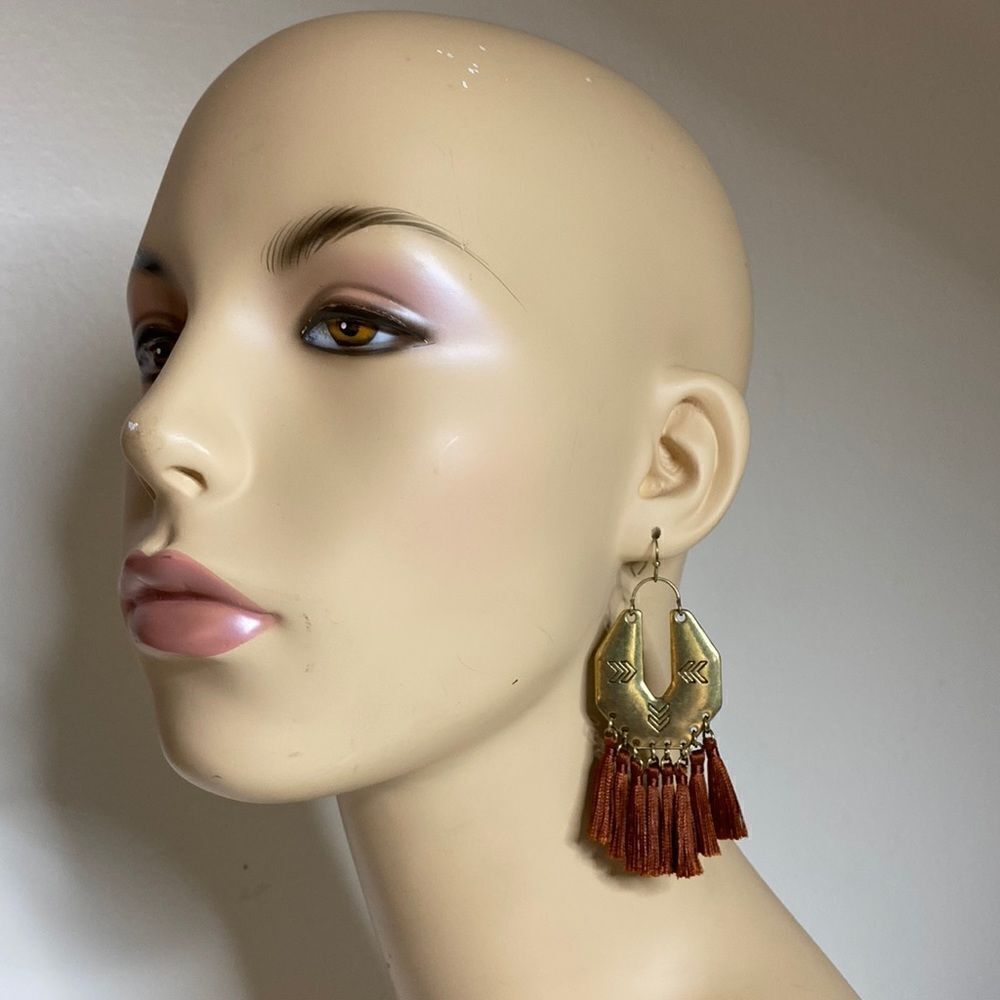 Metal Native Southwestern Fringe Earrings